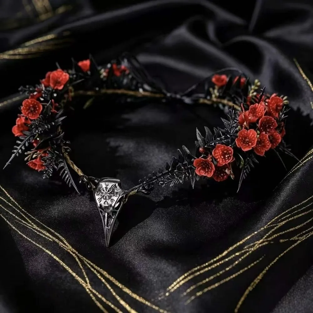 Photoshoot Flower Vine Elven Crown Fantasy Diadem Elf Tiara Head Band Artificial Floral Wreath Fairy Headpiece Bridal Wedding