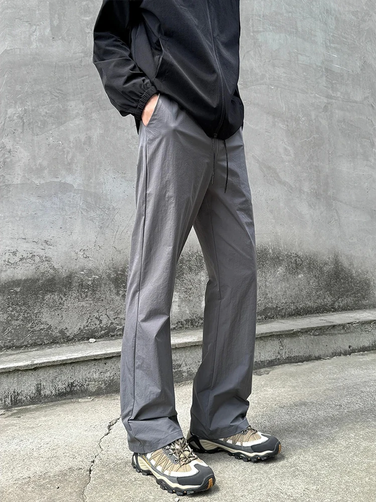 

Deep ey Ice Silk Qui Dry Sword Pants Men's Summer American Fitn Straight Leg Slimming Flared Sports Trousers