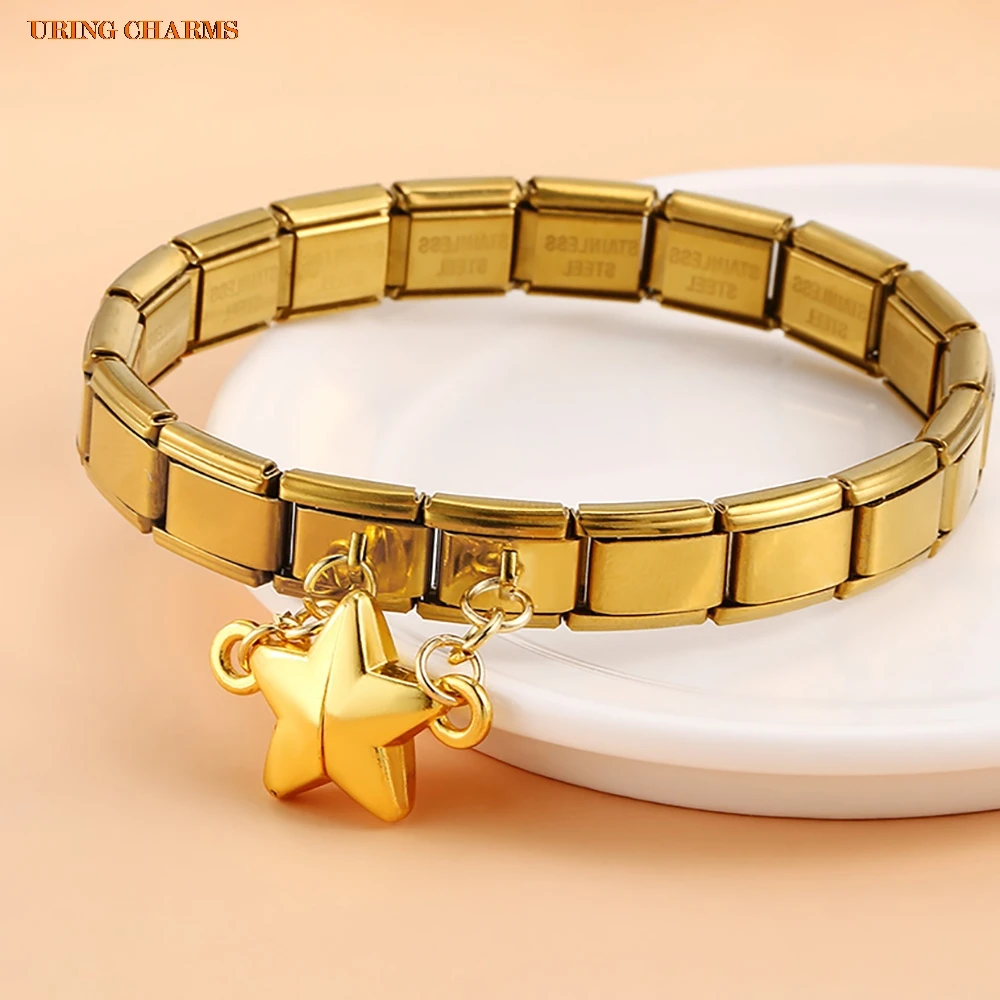 URING Removable Star Magnetic Attraction Italian Charm Link Fit 9mm Stainless Steel Bracelet DIY Making Beads Fashion Jewelry