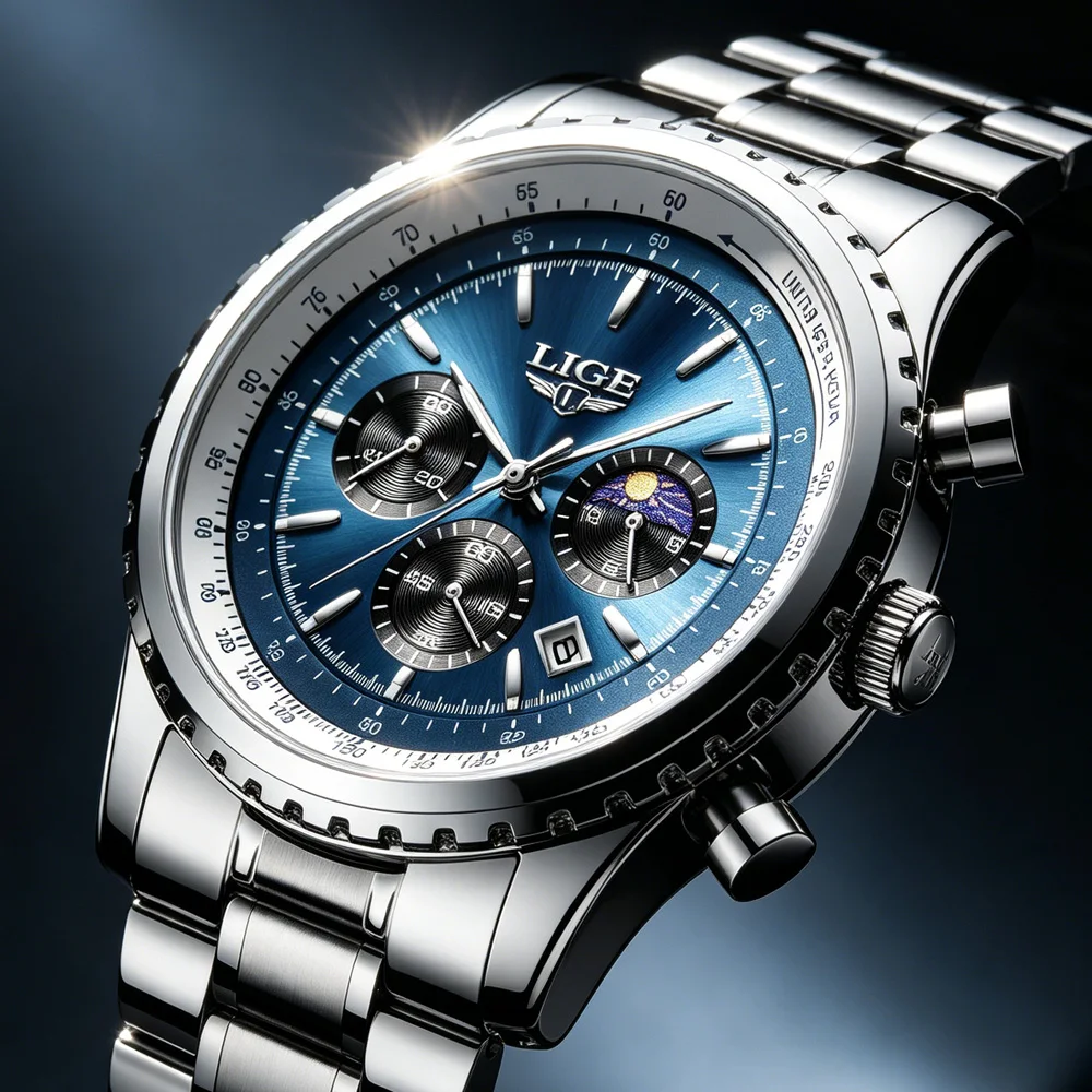 

LIGE Top Brand Men's Watches Luxury Men Wrist Watch Full Steel Quartz Watch Sports Waterproof Male Clock Big Relogio Masculino