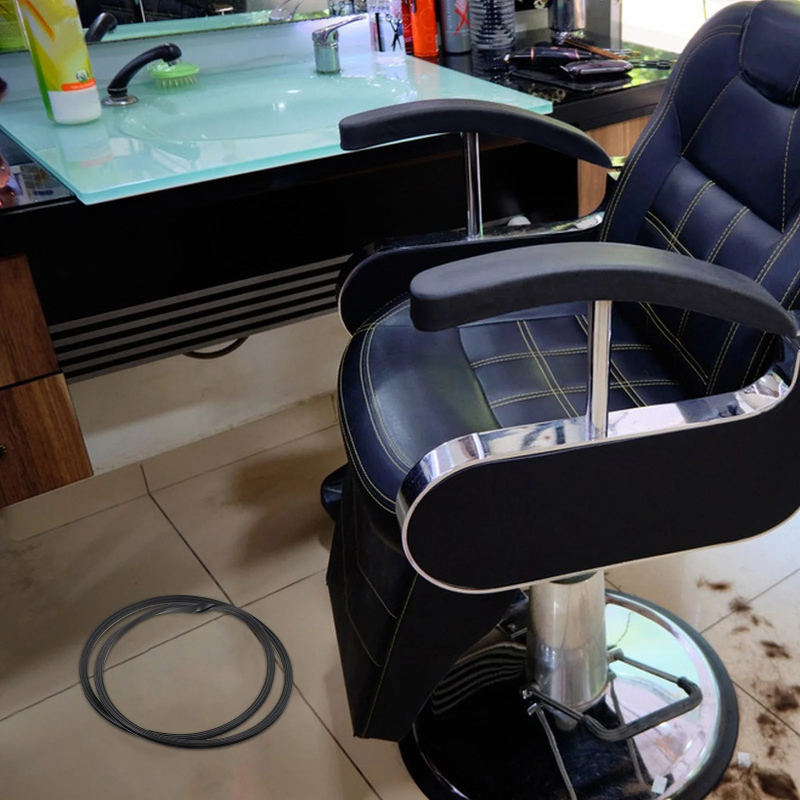 

2Pcs Salon Chair Base Ring Rubber Material Floor Protective for Barber Chair Hydraulic Stability Noise Reducing Vibration