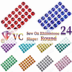 VC Round Sew On Crystal Strass Flatback cristalli per abbigliamento abito da sposa Strass tutto per la decorazione e fai da te