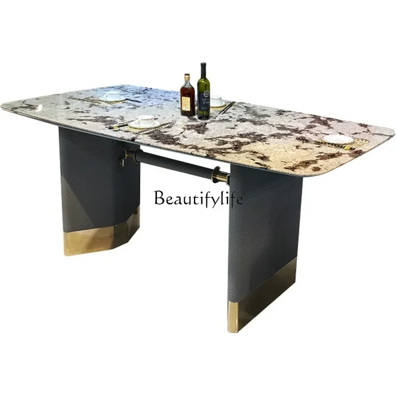

FG44Light luxury marble villa home dining table and chair combination post-modern minimalist rectangular dining table