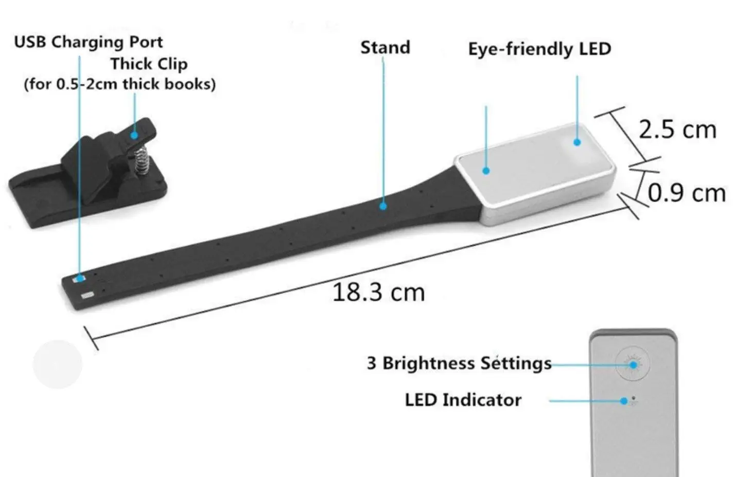 For XTEINK X3 X4 Ink Screen Reader LED Reading Light Night Reading for Supplementary Light Rechargeable Book Clip Light