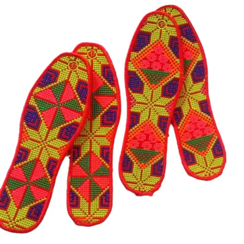 Thick Stitched Cross Stitch Shoe Insoles Breathable Sweat Wicking Odor Resistant Inserts for Men Women Festive Daily Use