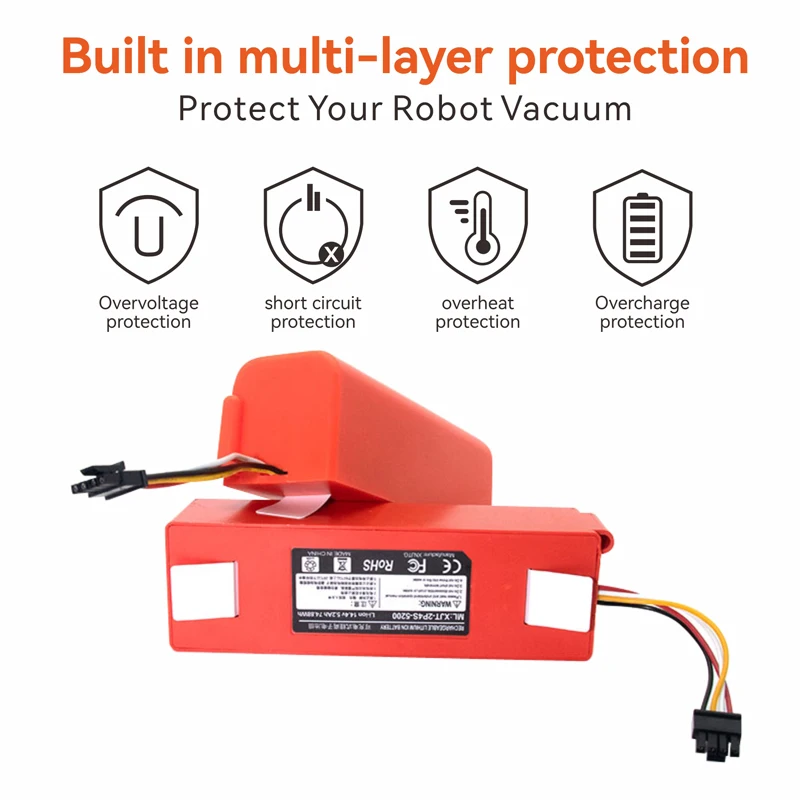 14.4V 12800mAh Replacement Battery for Roborock S5 S6 Series Vacuum Cleaner, Fits S50 S51 S55 S60 S65 S5 MAX, Longer Runtime