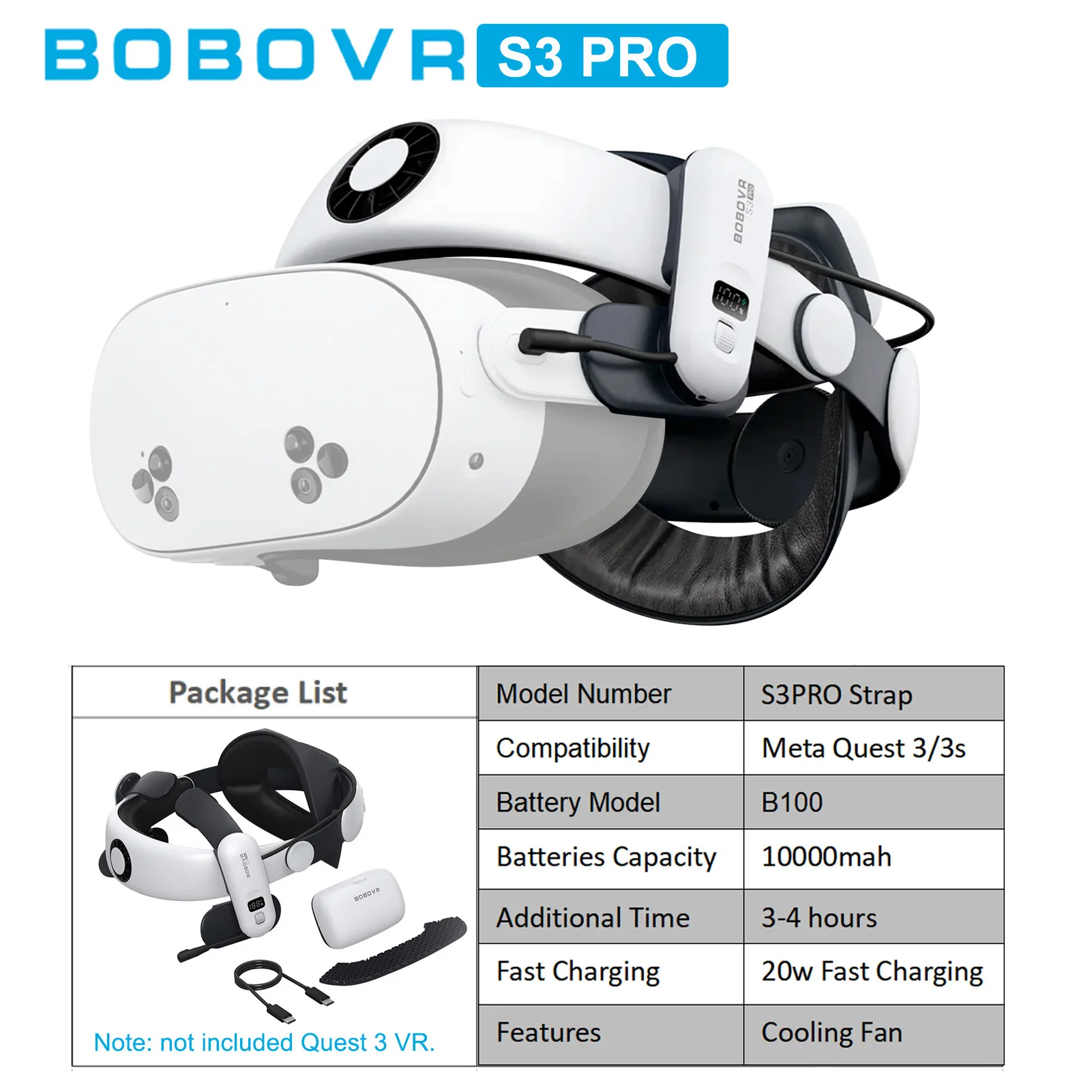 BOBOVR ヘッドストラップは、Meta Quest 3/Quest3S BOBOVR S3 Pro
