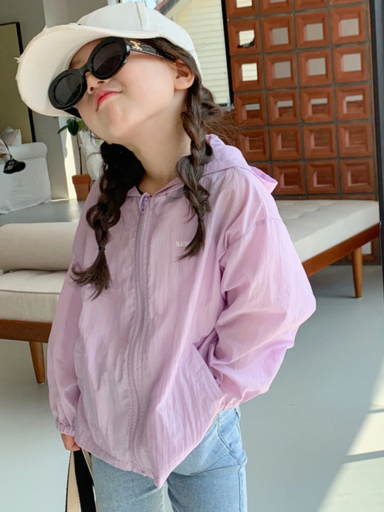 Girls'baby Girl Top Sun Protection Clothes Summer Thin  2024 New Coat Children Air Conditioning Sun-protective Clothing