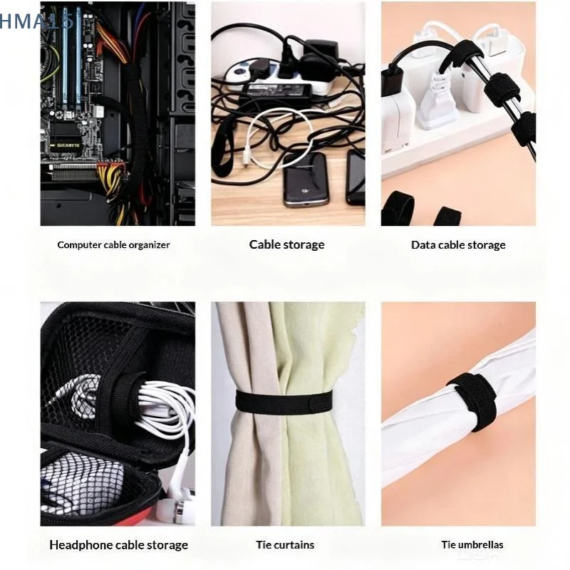 【YA】Cable Management Tape Organizer 50Pcs Reusable Cable Winder Protector for Household Appliance Cord Wire Ties