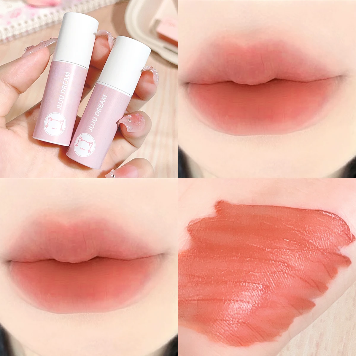 Crema de leche, niebla de barro labial, esmalte de labios mate, terciopelo, fiesta de estudiante, lápiz labial blanco barato