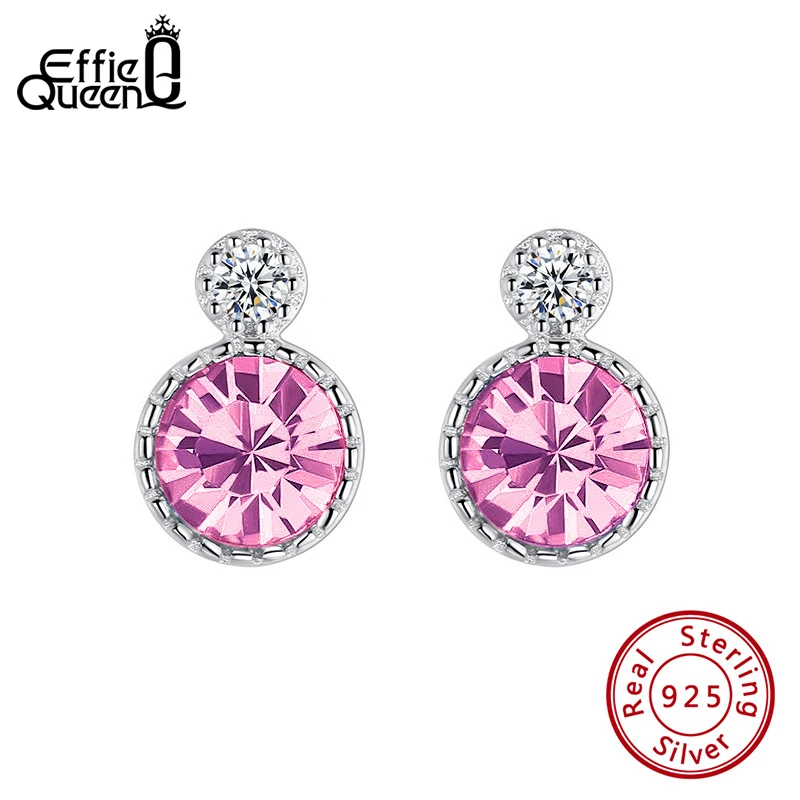 

Серьги-гвоздики Effie Queen из стерлингового серебра 925 пробы с синим и розовым кристаллом и кубическим цирконием AAAA в стиле бабочки, изысканный подарок SWE06
