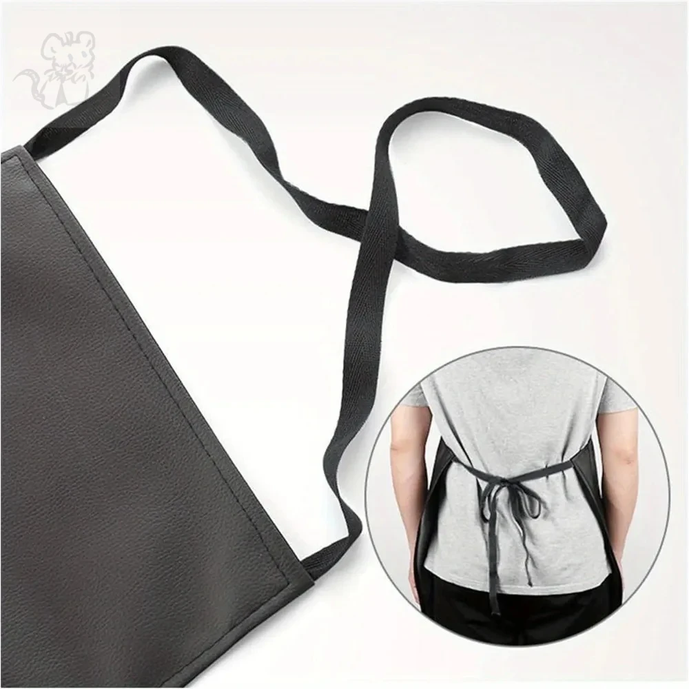 PU Leather Waterproof Heavy Duty Bib Work Apron Kitchen Dishwashing Butcher Cleaning Workshop Fishery Restaurant