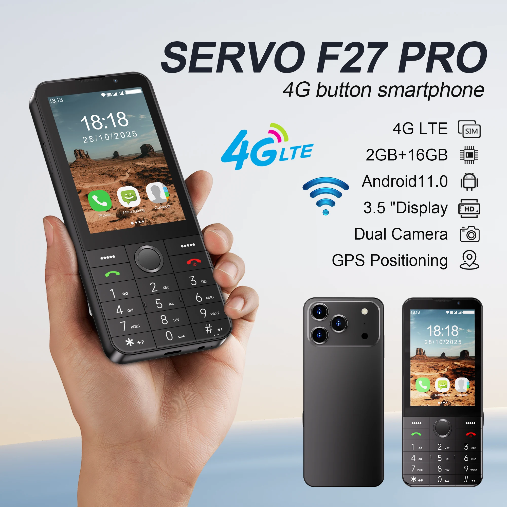 سيرفو F27 PRO 4G LTE الهاتف الذكي Android11.0 OS 2GB + 16GB Play Store مصباح يدوي GPS سرعة الاتصال واي فاي 3.5 "شاشة تعمل باللمس الهواتف الذكية #1