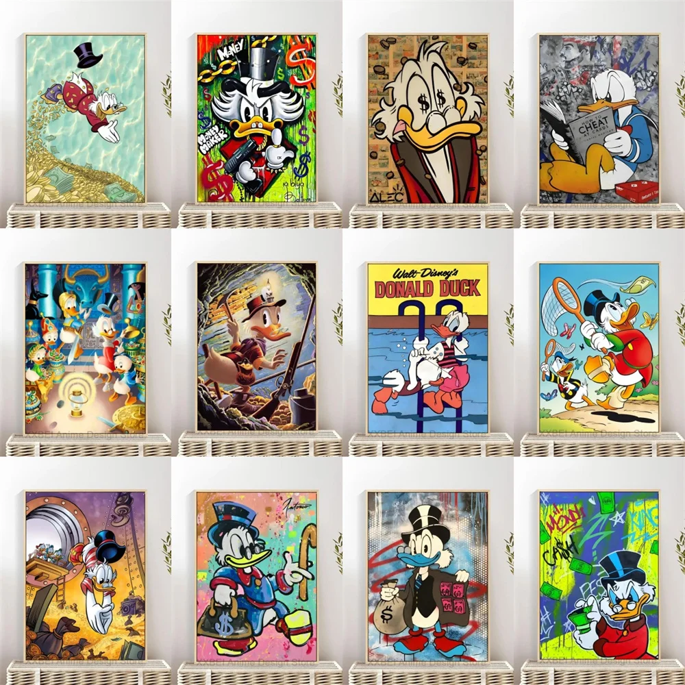 Disney Popular Character Donald Duck Graffiti Art Poster Wall Sticker Bedroom Living Room Mural Modern Decorative Painting Core