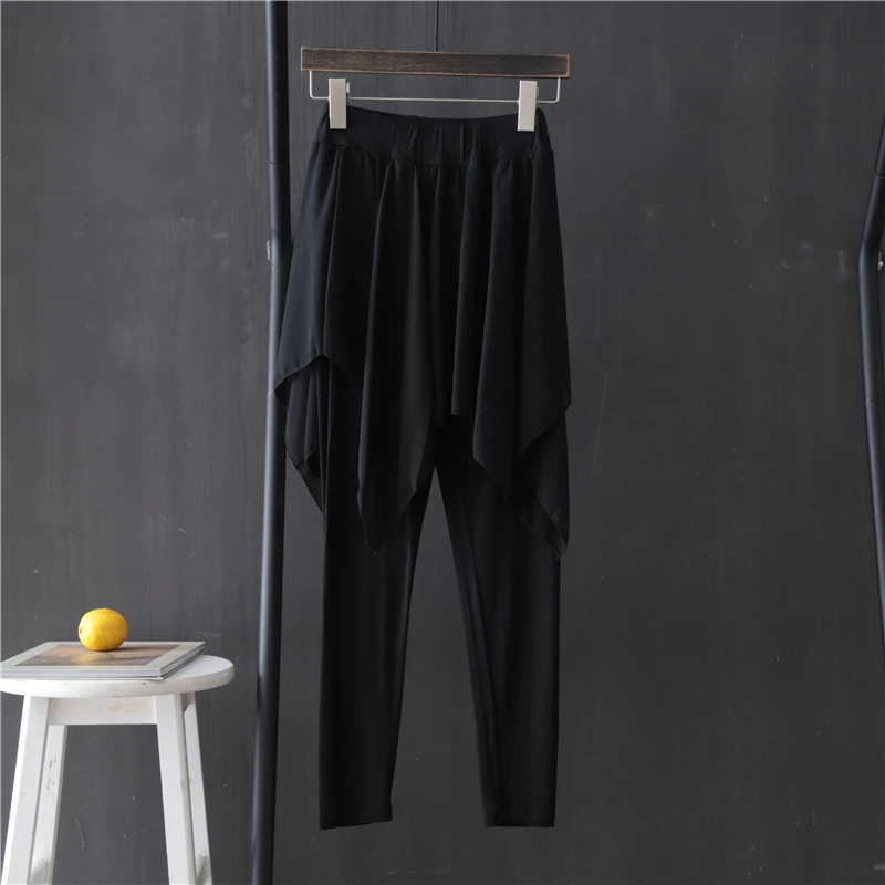 Modal Chiffon Patchwork Pants for Women, High Waist, Monochromatic, Slim, Casual, All Match Female Pants, Top Quality, Summer