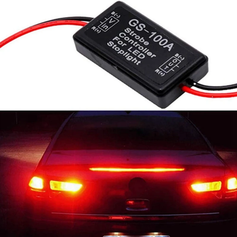 4PCS GS-100A Brake Light Flasher Module DC 12-24V 24W High Brake Controller Tail Lamp Safety Prompt Controller