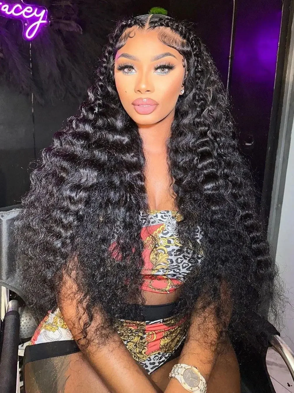 Nadine 13x6 HD Water Wave Curly Lace Front Human Hair Wigs 360 Brazilian 32 40 Inch 13x4 Deep Wave Frontal Wigs For Black Women