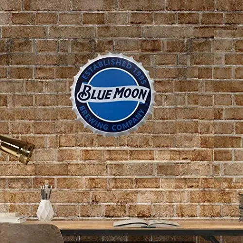 Bule Moon Decorative Bottle Caps Metal Tin Signs Cafe Beer Bar Decoration Plat Wall Art Plaque Vintage