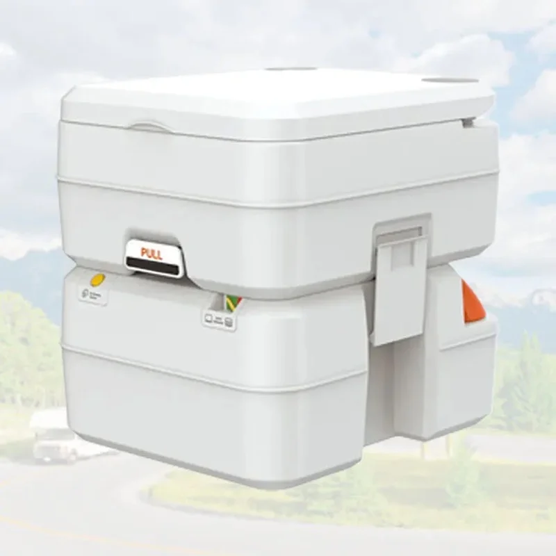 White Portable RV Toilet 20L Double-layer Seal Odor Proof for Caravan