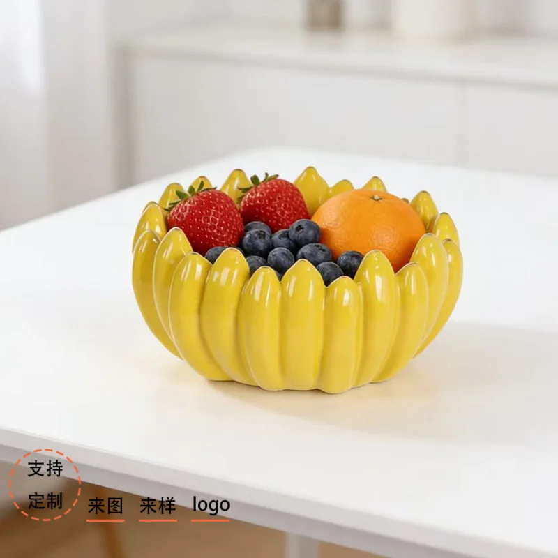 Banana-Shaped Large Ceramic Fruit Bowl for Kitchen Countertop Entryway Table Decor Key Bowl Centerpiece