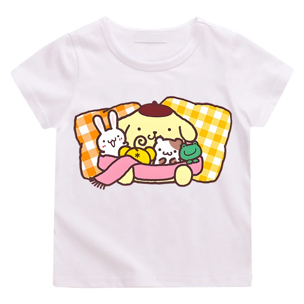 

pom pom purin Print Cute T-shirt Cartoon 100%Cotton Comic Tee-shirt O-neck Camisetas TeesTop Clothes Versatile Soft High Quality