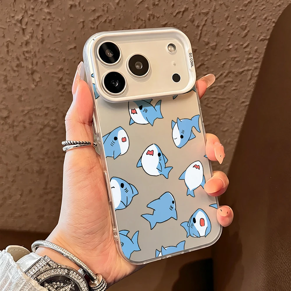 Coque de téléphone mignonne en forme de requin pour iPhone 17 15 16 13 14 Pro Max 12 11 Pro Max 7 8 Plus XR 17E Air, coque rigide IMD antichoc mate