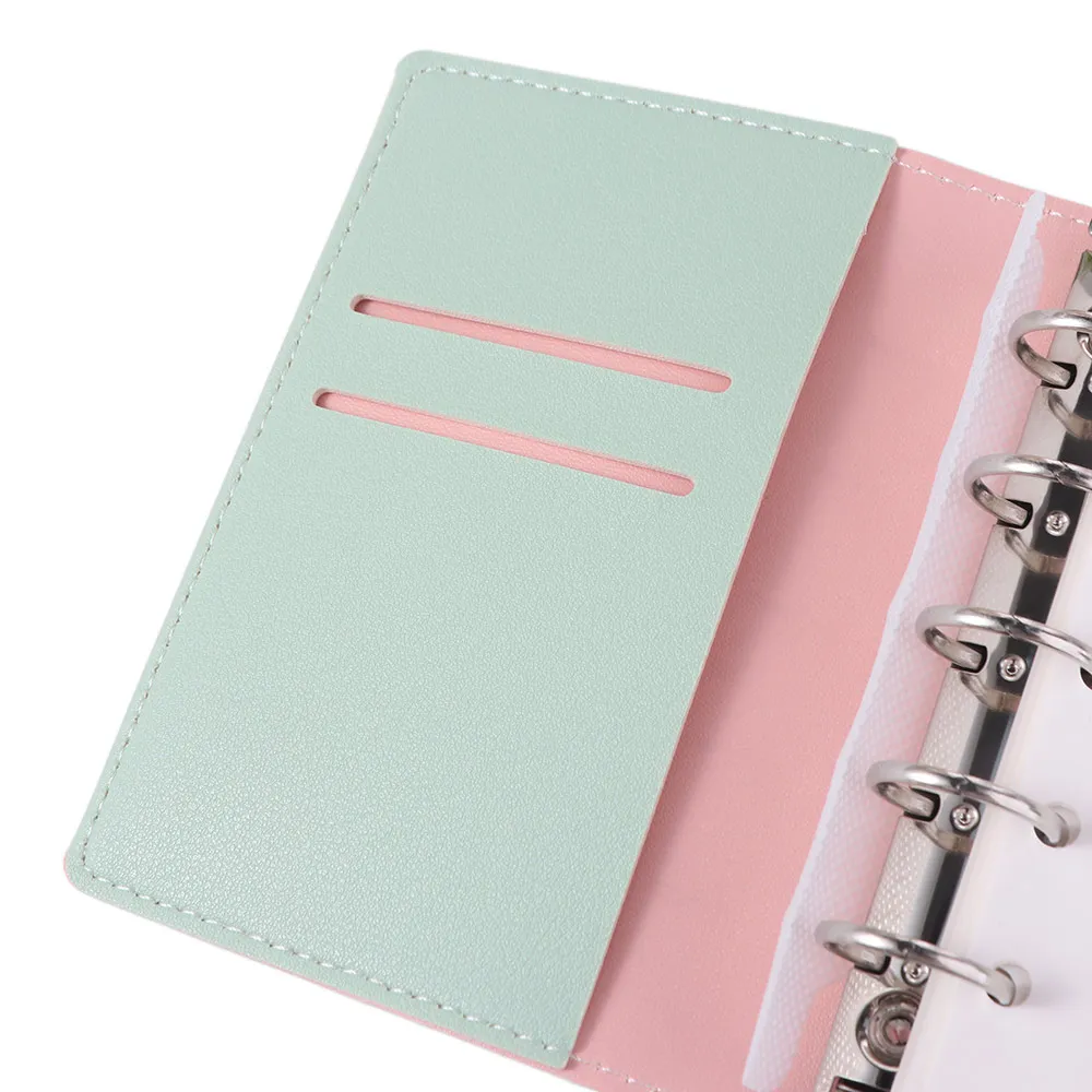 Semplice mini taccuino a fogli mobili Pagina vuota 45 fogli Notebook portatile Programma M5 PU Raccoglitore fai da te Notebook Studio
