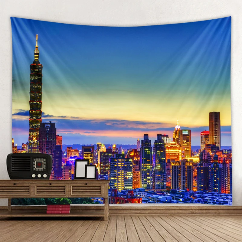 The Bund night scene poster printing high-rise building wall art city   canvas living room tapestry