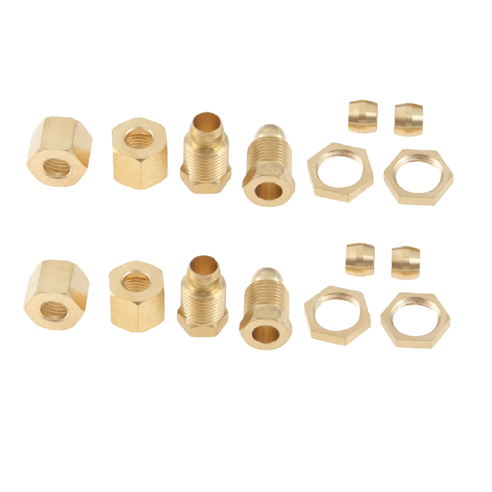 16pcs/4kits Brass Pilot Burner Tube Compression Ferrule Fitting Kit 7/16-24UNS Male Female Nut Olive For Rheem Honeywell Garland