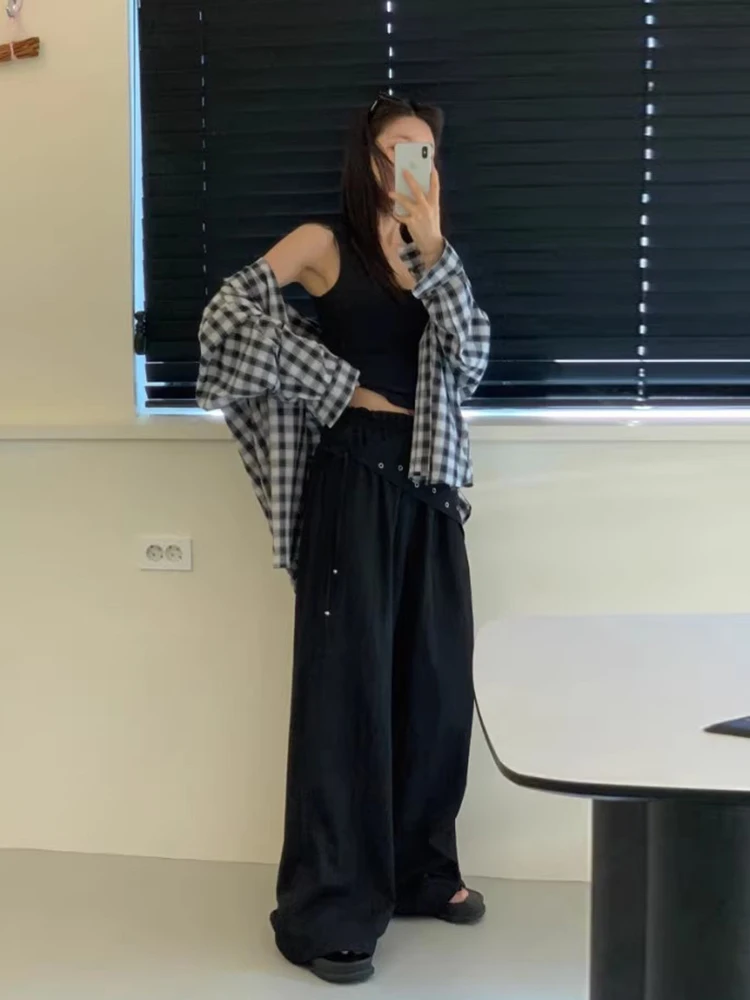 SuperAen الكورية نمط جديد 2025 الخريف خمر عالية الخصر عادية كامل طول السراويل النسائية الدانتيل متابعة السراويل كبيرة الحجم #5