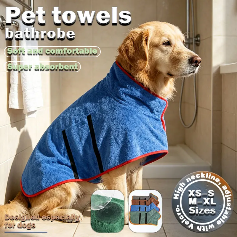 Verstellbarer Hunde-Bademantel Mikrofaser Haustier-Trockentuch Schnell Absorbierender Hunde-Bademantel für Große Mittlere Kleine Hunde