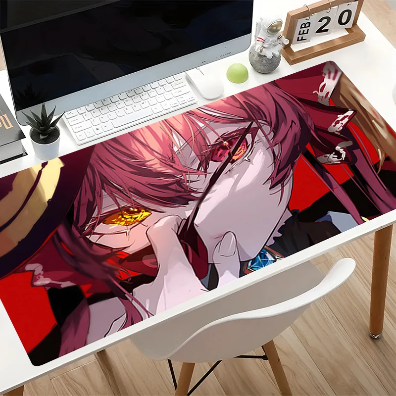 Large Gaming Mouse Pad Notbook Keyboard Pad NonSlip Computer Carpet H-hololive Houshou Marine kawaii Desk Mat PC Gamer MousePad