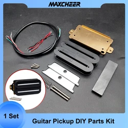 Humbucker Electric Guitar DIY Kit Double Coil Pickup Bobbin/Ceramic Bar/Cable/Blade/Baseplate/Plastic Gasket Pieces Guitar Parts