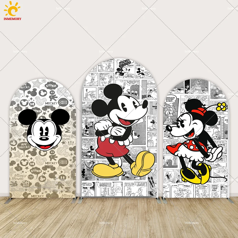 

Cartoon Vintage Minnie Mickey Mouse Arch Cover Backdrop for Baby Birthday Party Decor Chiara Wall Banner Background Doubleside