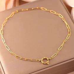 Choker neck Golden Women's Stainless Steel Necklace Large Cross Chain Fashionable and Simple Jewelry Necklace 2025 Women's Trend
