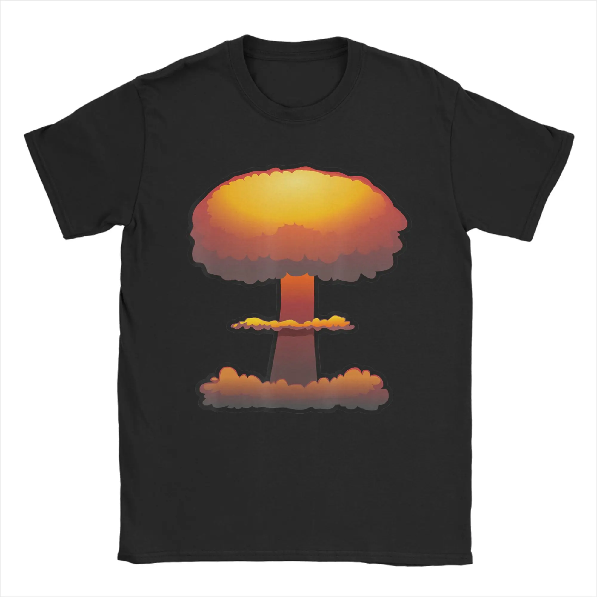 Nuclear Explosion T-Shirt for Men  Leisure Cotton Tee Shirt Round Collar Short Sleeve T Shirts Gift Idea Tops