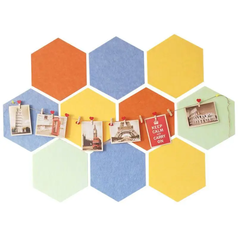 Hexagon Acoustic Wall Panels Decorative Soundproof Sound Absorption Felt Cork Tiles Bulletin Boards for Home Wall Ceiling Decor