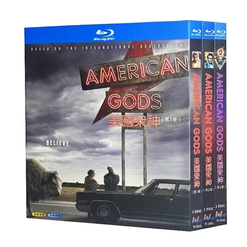 American Gods Season 1 to 3 Blu-ray High Definition American Drama BD Disc Box Set with Chinese and English Subtitles