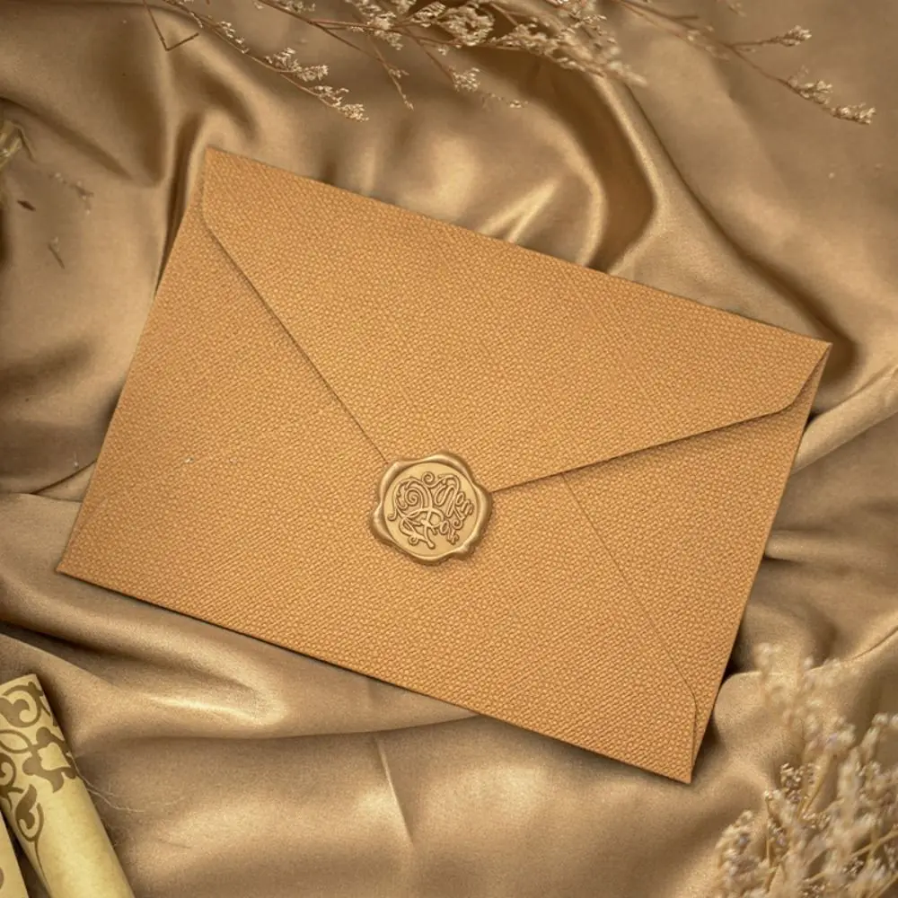 3pcs Red Linen Envelope Letter Set Chinese Style Cowhide Special Paper Lacquer Envelope Vintage Envelope Stationery