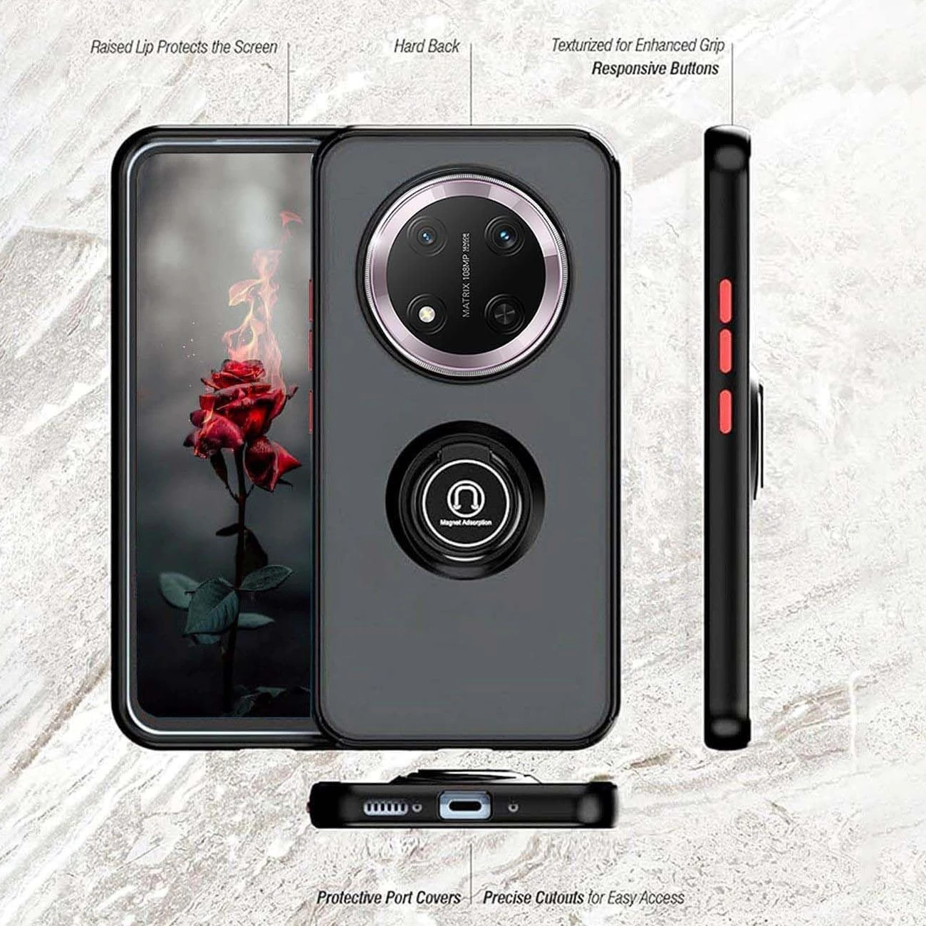 Casing Armor Matte untuk Honor Magic 7 Lite 5G Magic7 Pro X9c Cincin Penutup Dudukan Magnetik Tahan Benturan Coque Fundas