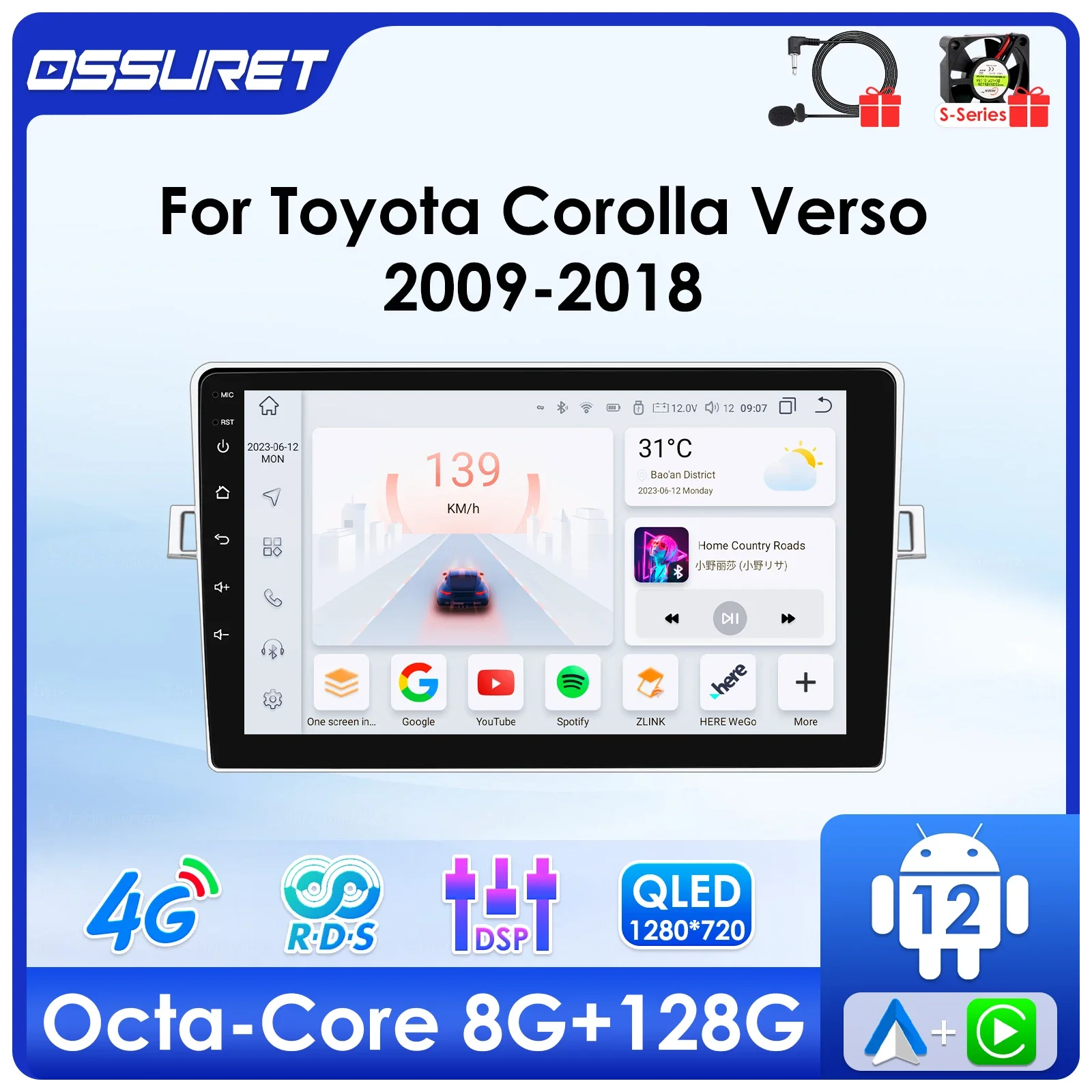 

Android Auto Car radio for Toyota Corolla Verso 2009-2016 2017 2018 Autoradio multimedia player 4G WIFI BT Carplay GPS Stereo