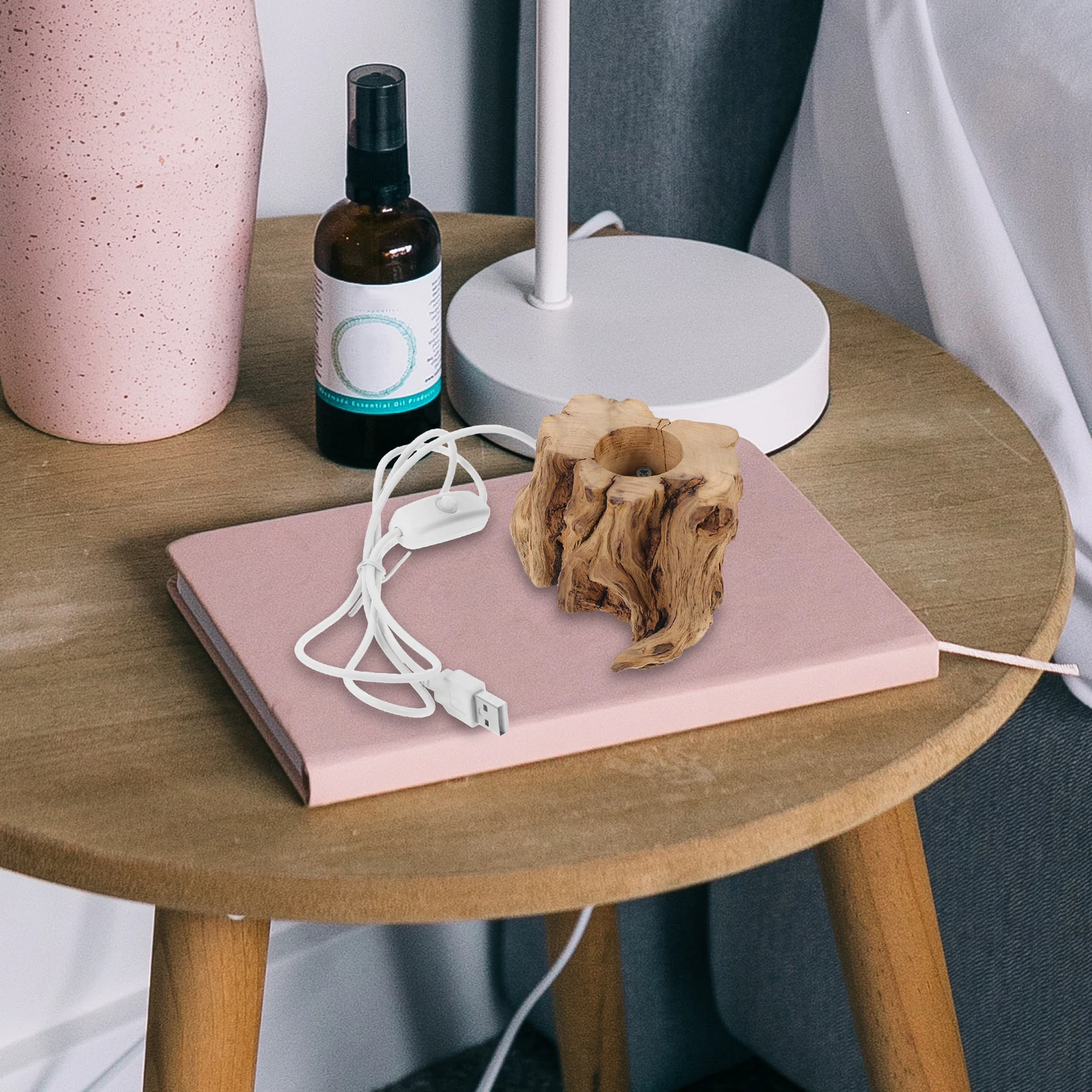 

Usb Charging Wooden Crystal Ball Stand Stump Shaped Led Night Light Display Base For Desktop Ornament Gift Tree Stump Lighted