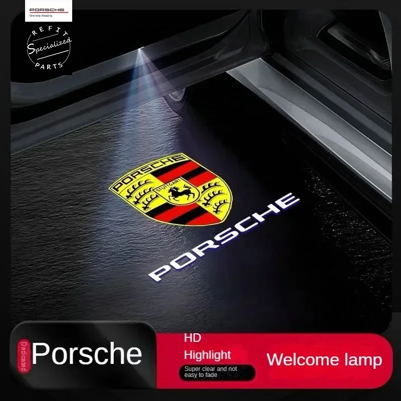 Untuk Porsche lampu selamat datang definisi tinggi asli Cayenne Macan Panamera 718 911 lampu sekitar proyeksi pintu Boxster Cayman