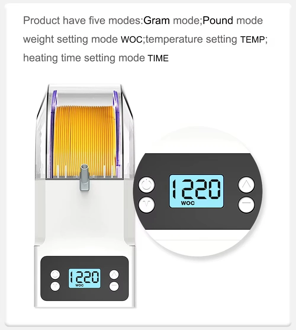 ملحقات الطابعة ثلاثية الأبعاد صندوق مجفف مع حامل تخزين خيوط قياس الوزن خيوط مختلفة محول طاقة الولايات المتحدة/الاتحاد الأوروبي #3