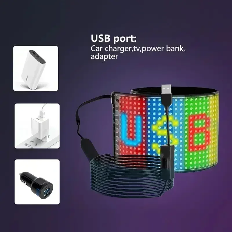 Flexible Programmable LED Matrix Panel Sign USB Scrolling Display with APP Remote Control DIY Pixel Light Board for Car Store