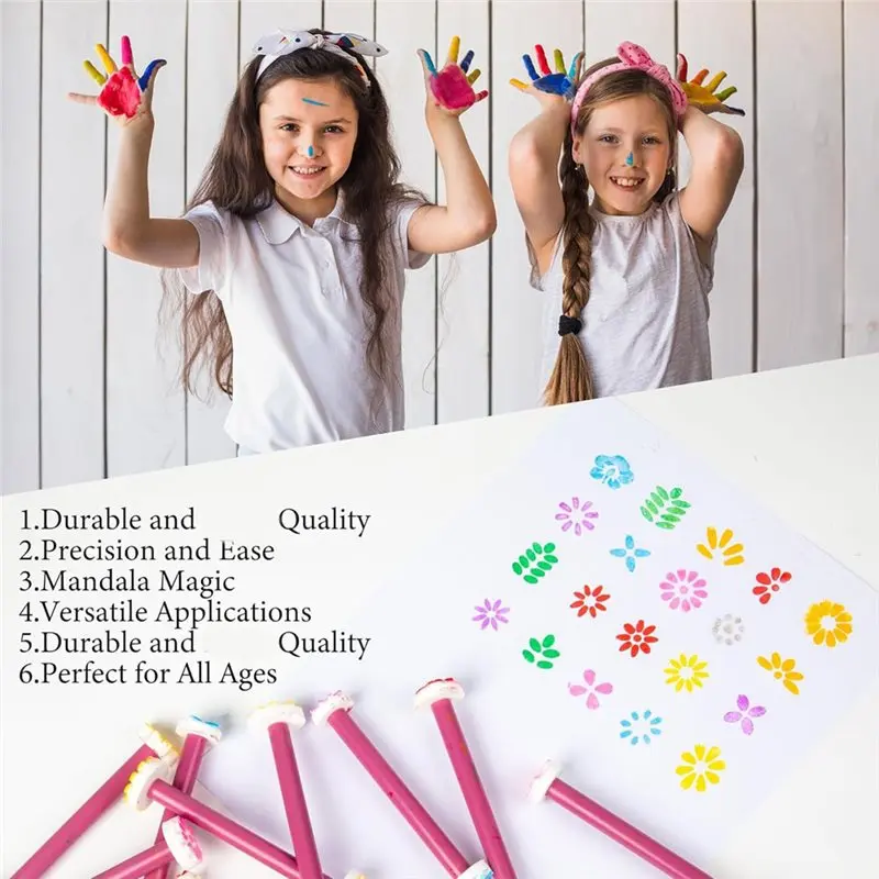 A23E-Flower Petal Tools For Dot Painting 20 Different Detachable Dotting Shapes Dotting Pens,Embossing Tool For Painting Dots
