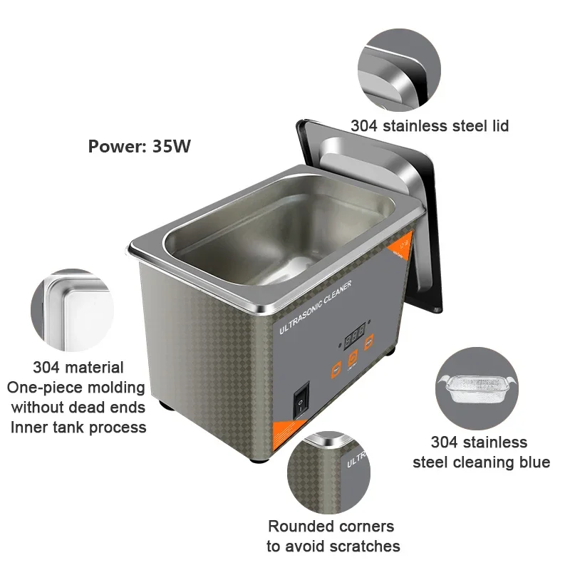 800ml Ultrasonic Cleaner Digital Time 35W Washing Jewelry Necklace Glasses Watch Brush Ultrasound Washer Machine