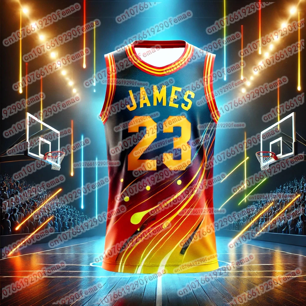 

Summer HOT SALE JAMES Printed Pattern Men's Basketball Shirt Daily Breathable Sweating Quick Drying Jersey