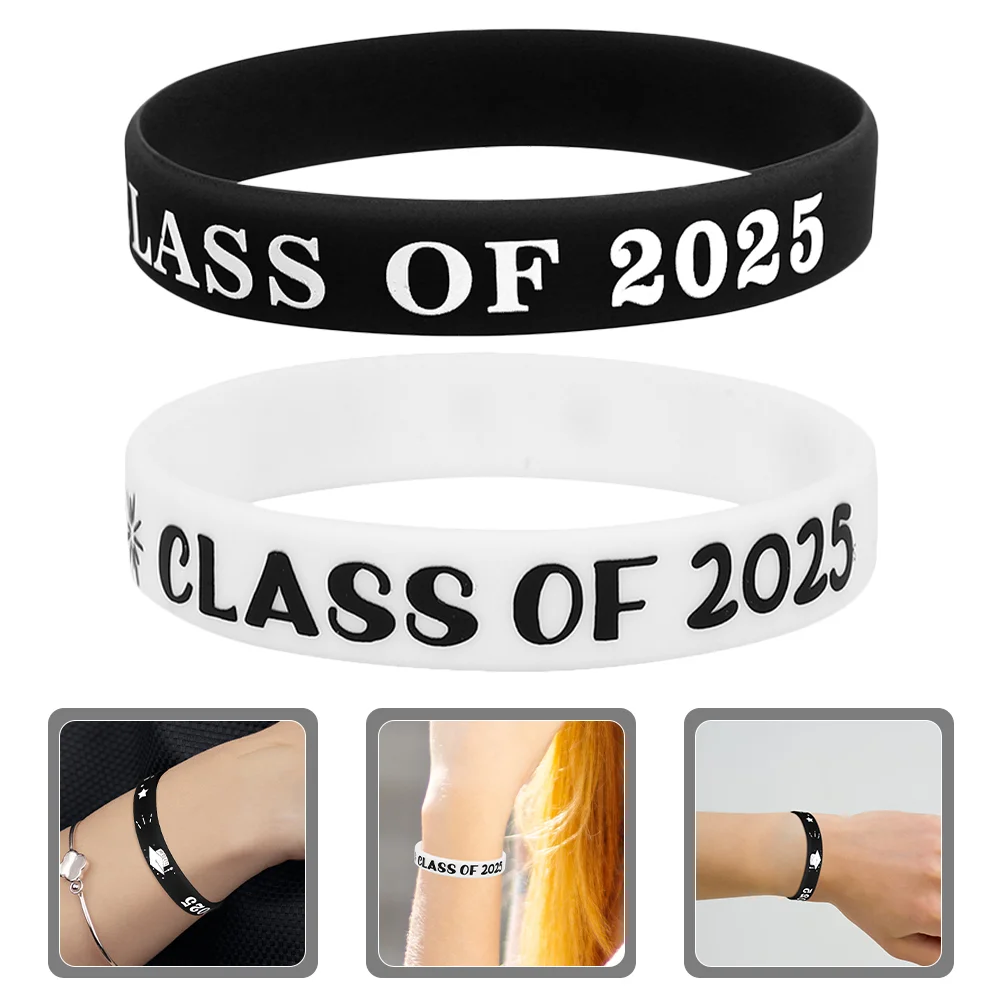 12 Pcs Graduation Bracelet Student Silicone Bands Silica Gel Inspirational Bracelets