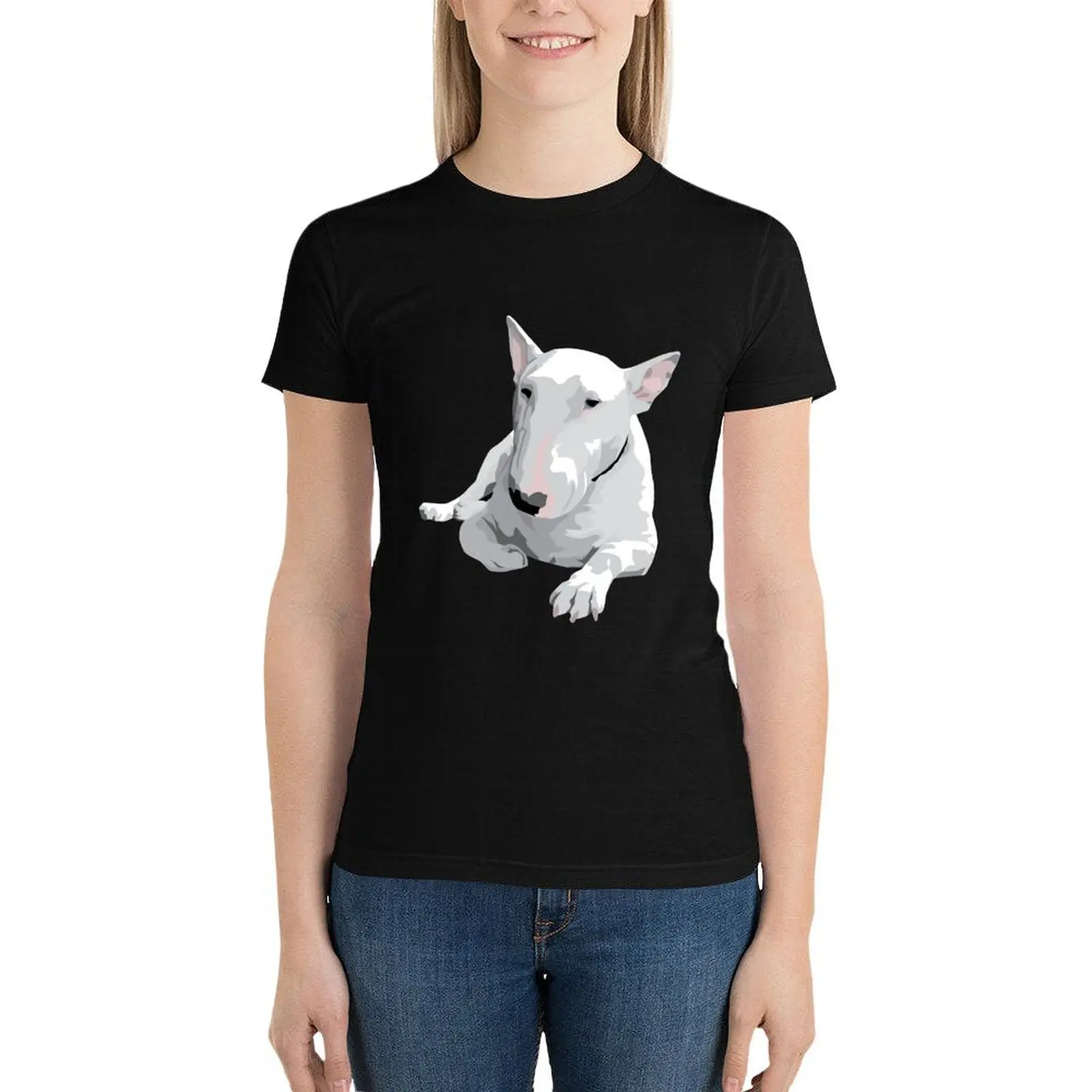 

English Bull terrier T-Shirt tops tees animal print shirt for girls Short sleeve tee t-shirts for Women cotton